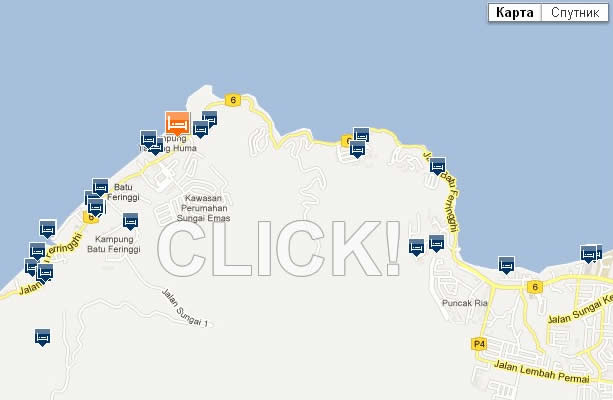 карта Пинанга - отели на карте Пинанга  Малайзии 