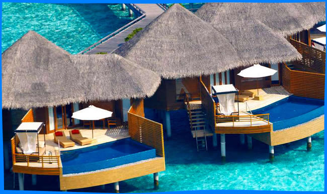 красивые водные вииллы с бассейнами в Baros Maldives