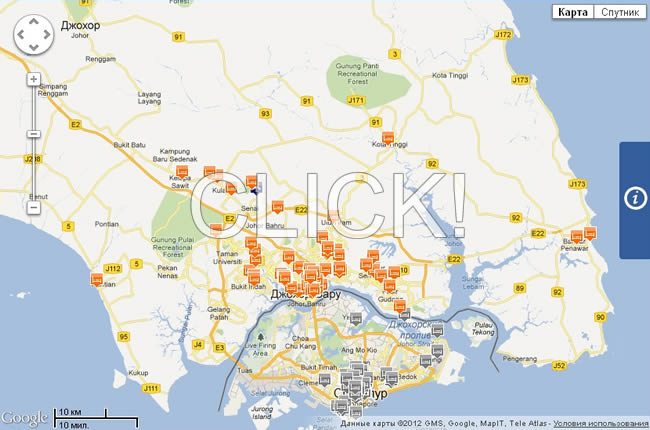 карта Джохора - отели на карте Джохора 