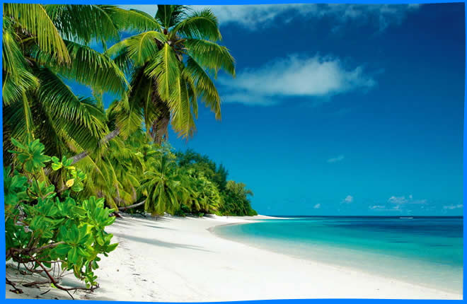 классный пляж на острове дерош белый песок лазурное море кокосы